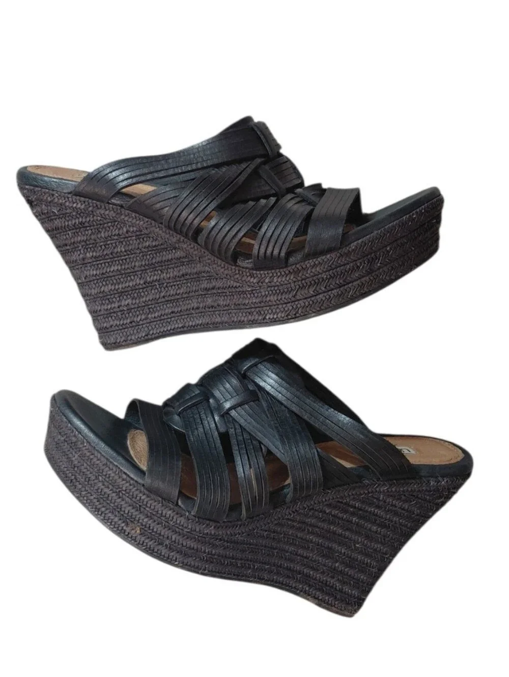 UGG Melinda Black Strappy Espadrille Wedge Sandals Size 7